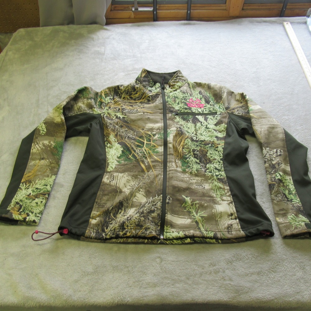 Realtree Jacket Women Medium Green Camo Max 1 Zip Softshell Water Resistant Hunt